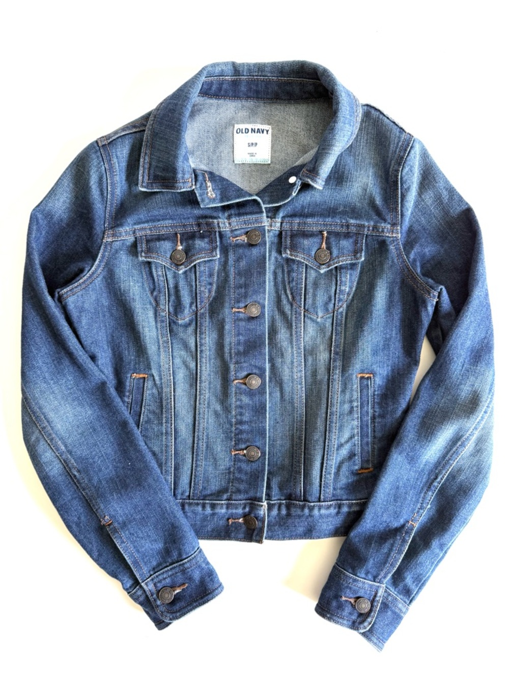 Old Navy Dark Worn Denim Trucker Jean Jacket Vintage 2012 Size S Classic - Picture 12 of 12